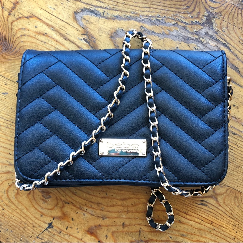 Bebe Los Angeles Black Quilted Crossbody Bag